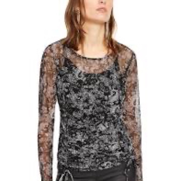 11. NWT INC Medium Ruched Black and White Paisley Drawstring Side Top - Picture 4 of 4
